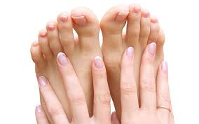Paraffin dark knuckles pedicure